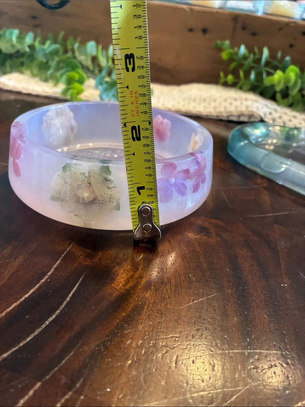 Handcrafted Iridescent Floral Resin Trinket Bowl - Pink & White